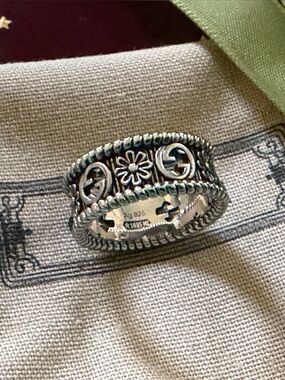 Gucci Ring Interlocking G Flower Silver 925 No. 18 ladies GUCCI